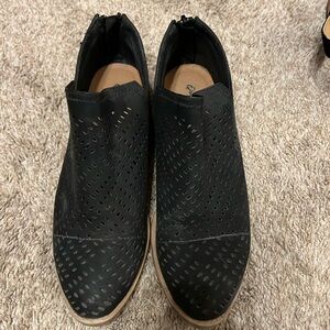 Black low booties size 8